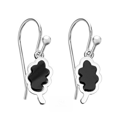Pendientes Hoja de Roble Plata y Azabache
