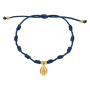 Pulsera Macrame Azul Nudos Virgen Milagrosa Plata Chapada
