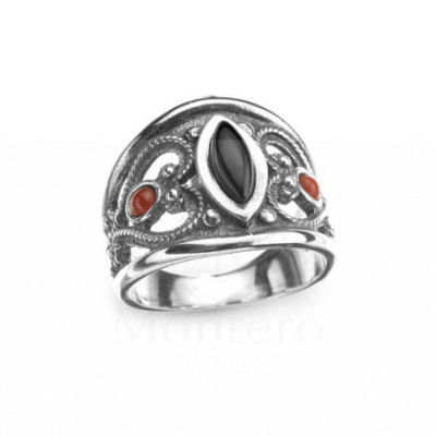 Azabache Jet Silver Ring - H11506
