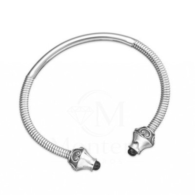 Pulsera Torque Plata y Azabache