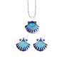 Set Pendientes y Colgante Plata Concha Peregrino Esmalte Azul