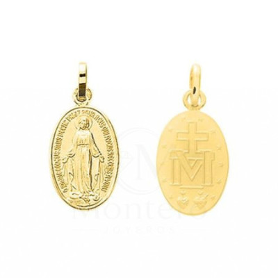 Colgante Medalla Virgen Milagrosa Chapado Oro