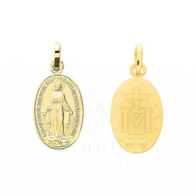 Colgante Medalla Virgen Milagrosa Chapado Oro