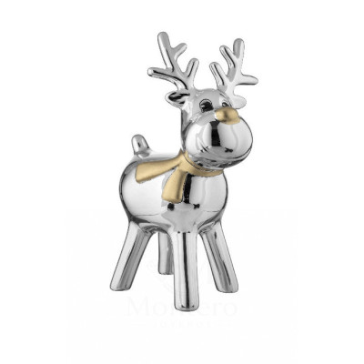 Reno Navideño Resina Baño de Plata