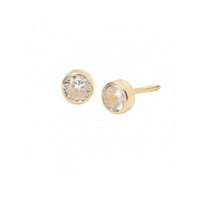 Pendientes Oro 9K Chaton Redondo Circonita