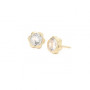 Pendientes Oro 9K Chaton Flor Circonita