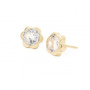 Pendientes Oro 9K Chaton Flor Circonita