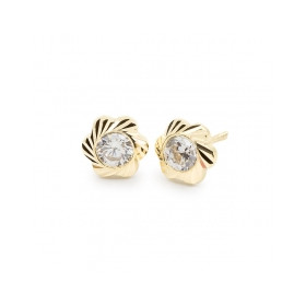 Pendientes Oro 9K Flor Lapidada Circonita