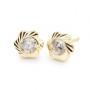 Pendientes Oro 9K Flor Lapidada Circonita