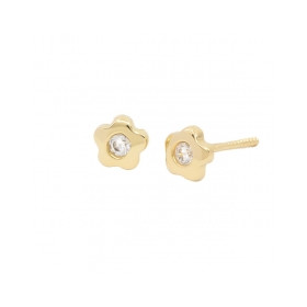 Pendientes Oro 9K Flor 5mm. Circonita