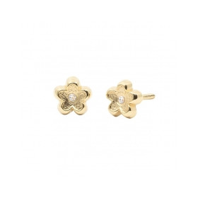 Pendientes Oro 9K Flor Mate Circonita