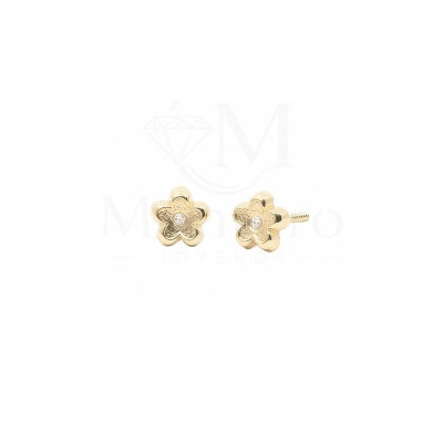 Pendientes Oro 9K Flor Mate Circonita