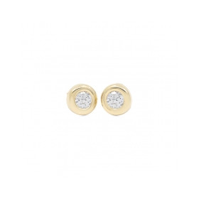 Pendientes Oro 9K Donut 4mm. Circonita