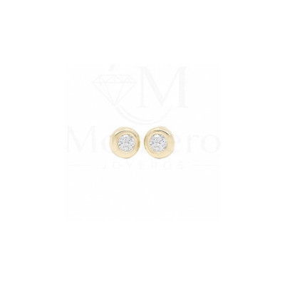 Pendientes Oro 9K Donut 4mm. Circonita