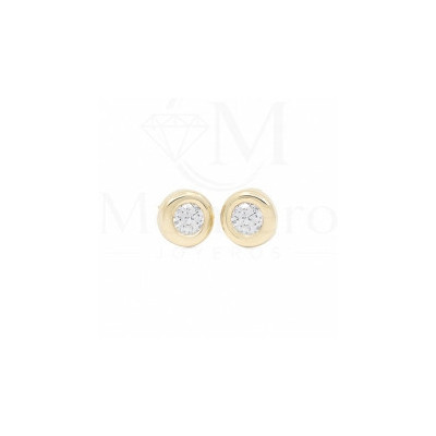 Pendientes Oro 9K Donut 5mm. Circonita