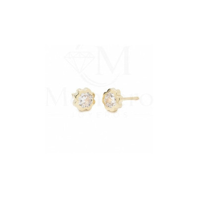 Pendientes Oro 9K Trebol 4mm. Circonita