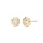 Pendientes Oro 9K Trebol 4mm. Circonita