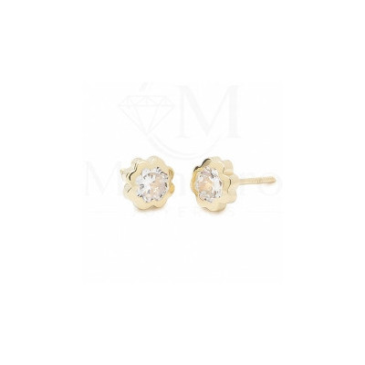 Pendientes Oro 9K Trebol 5mm. Circonita