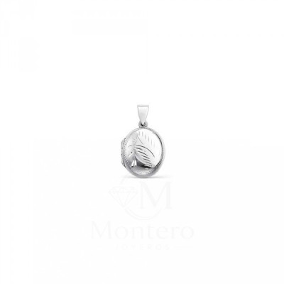 Colgante Plata Dije Guardapelo Oval Labrado