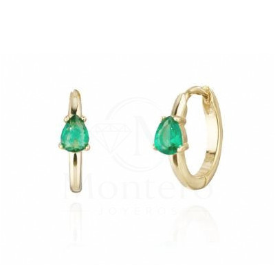 Pendientes Plata Chapada Aro Piedra Verde