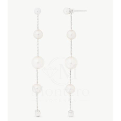 Pendientes Plata Dangle Perla Majorica