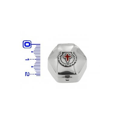 Caja Plata Pastillero Hexagonal Cruz de Santiago Esmalte