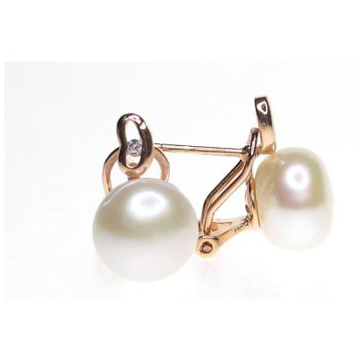 Pendientes Plata Cobriza Perla Agua Dulce y Circonita