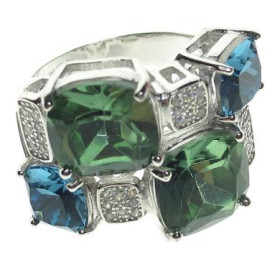 Sortija Plata Piedras Color - Montero Joyeros