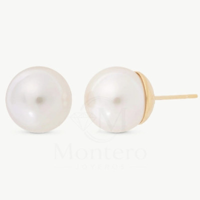 Pendientes Dorados Perla Majorica 10mm Lyra