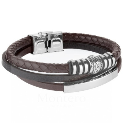 Duward, Pulsera Hombre, Acero Inoxidable, Joyas Duward, DT3017, Regalo para hombre, Accesorios de lujo, Pulsera de cuero