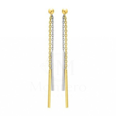 Pendientes Chapado Oro Doble Cadena