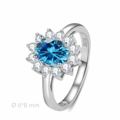 Sortija Plata Roseta 6x8mm.