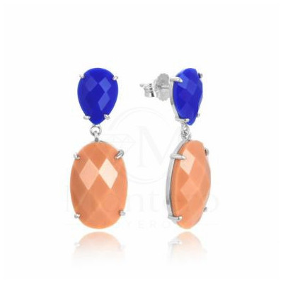 Pendientes Plata Piedras Color - Montero Joyeros