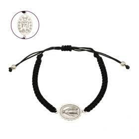 Pulsera Macrame Color Virgen Milagrosa Plata