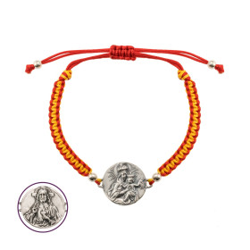 Pulsera Macrame Bandera España Escapulario Plata