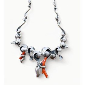 Collar Plata Tronco Coral Natural