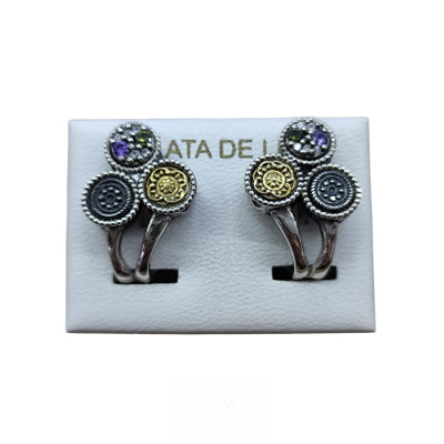 Pendientes Plata Triple Disco