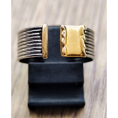 Sortija Elastica Acero y Oro 18 kts.