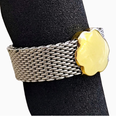 Sortija Acero y Oro 18 kts.