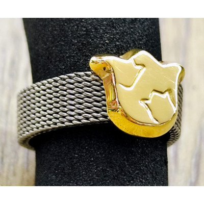 Sortija Acero y Tulipan Oro 18 kts.