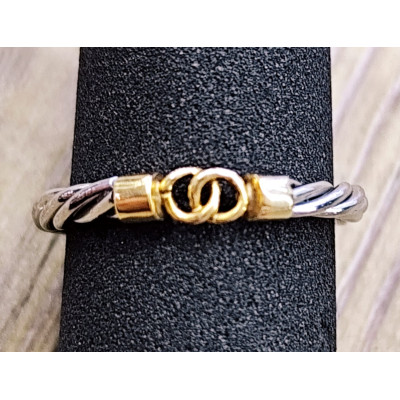 Sortija Acero y Oro 18 kts.