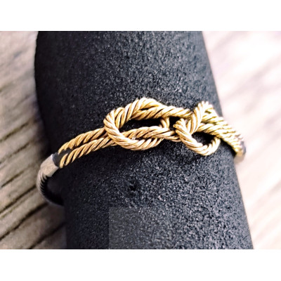 Sortija Acero y Oro 18 kts. Colección Nudos