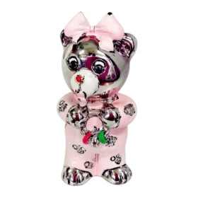Figura Resina Plata OSITA BEBE esmalte rosa - Montero Regalos