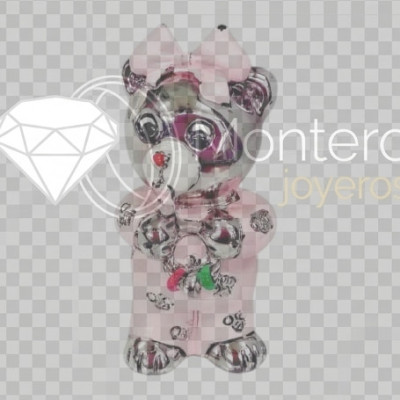 Figura Resina Plata OSITA BEBE esmalte rosa - Montero Regalos