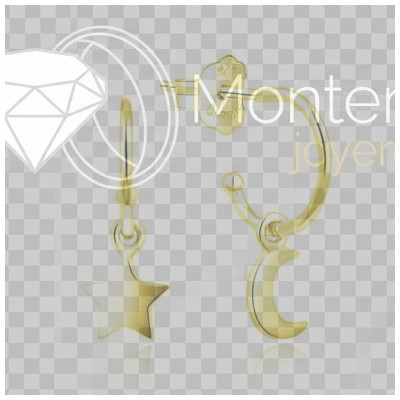 Pendientes Plata Chapada Aro con Colgante Luna-Estrella