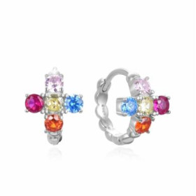 Pendientes Plata Aro Circonitas Color