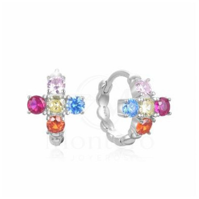 Pendientes Plata Aro Circonitas Color