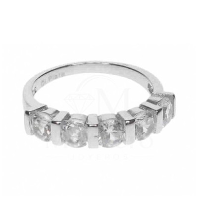 Sortija Plata Cinquillo Circonitas