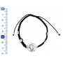Pulsera Macrame Negro con Bolas y Concha Plata