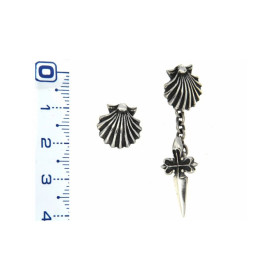Gemelos Plata Concha Peregrino - Cruz de Santiago